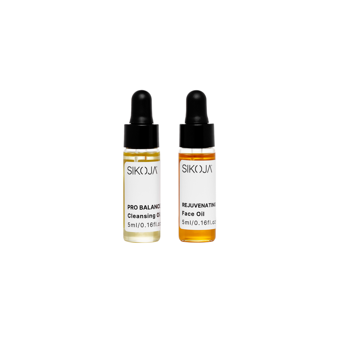rejuvenating radiance and pro balance cleansing oil 5ml mini against a white background